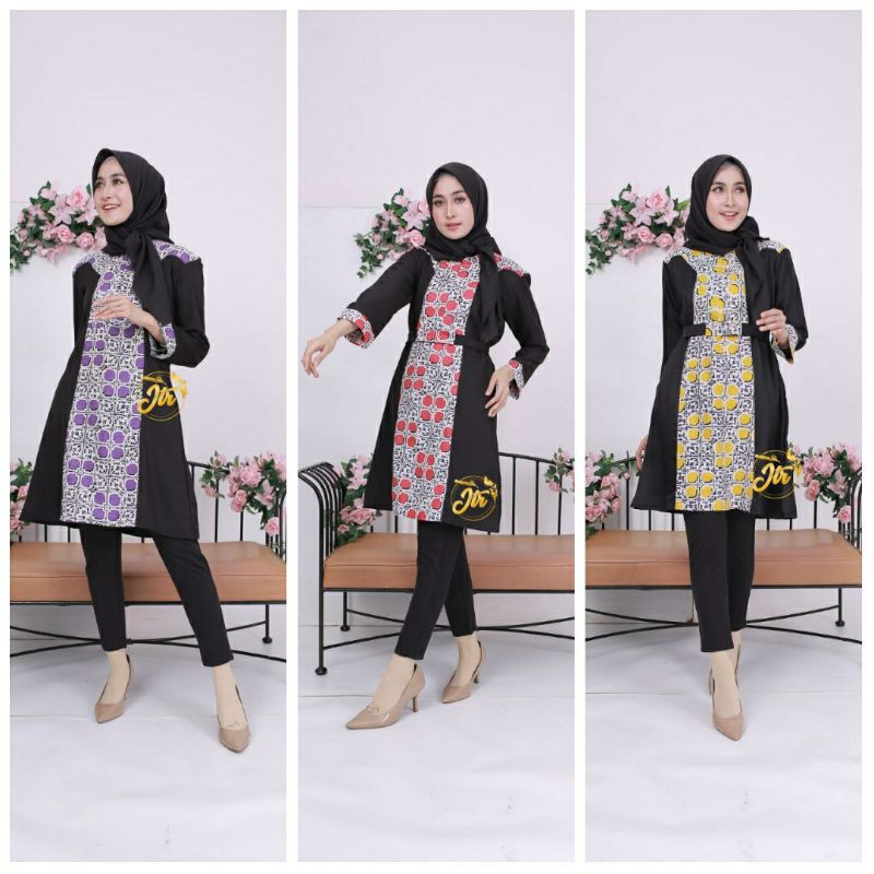 Baju Batik Tunik Azura Premium Terbaru Ukuran M, L Dan XL Baju Kerja, Baju Kantor, Baju Batik Wanita