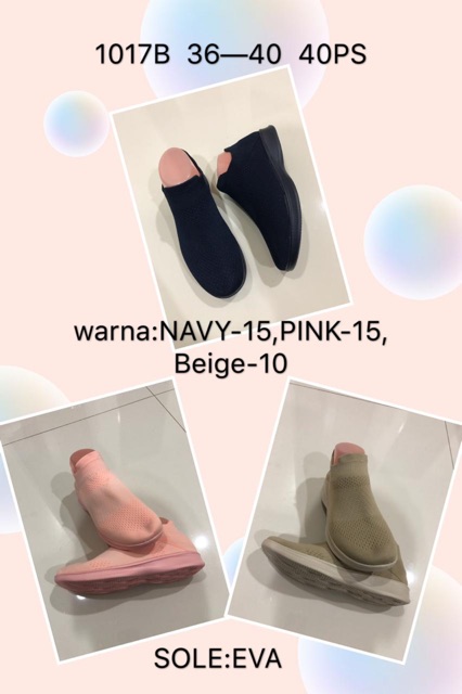 sepatu dewasa waita/pria sepatu import bhan rajut halus slip on variasi tali art 1016B