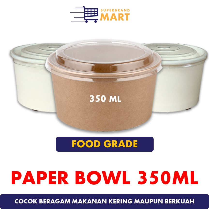 Jual Paper Bowl Ml Dengan Plus Tutup Wadah Cup Mangkok Tempat