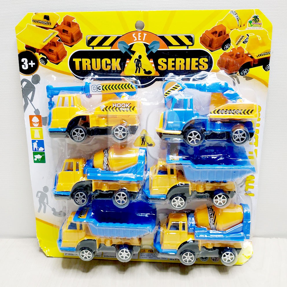 Truck Series Set Mainan Truk Konstruksi Crane Hook Excavator Molen