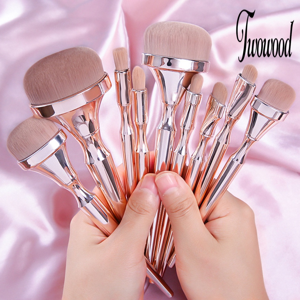 9 Pcs Brush Makeup Bahan Plastik Aneka Warna