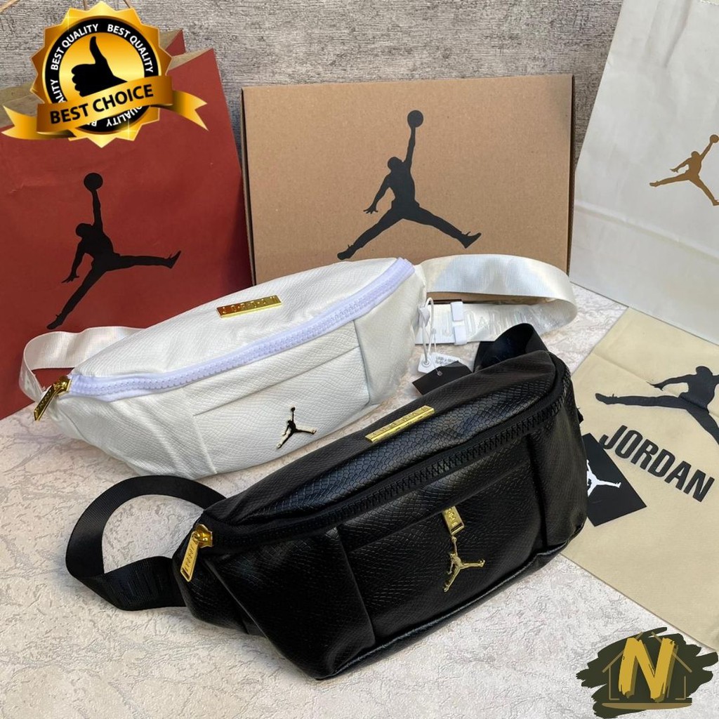 Air Jordan Waistbag Regal Gold FULLSET / Tas Jordan Kulit Tas Selempang Tas Pinggang