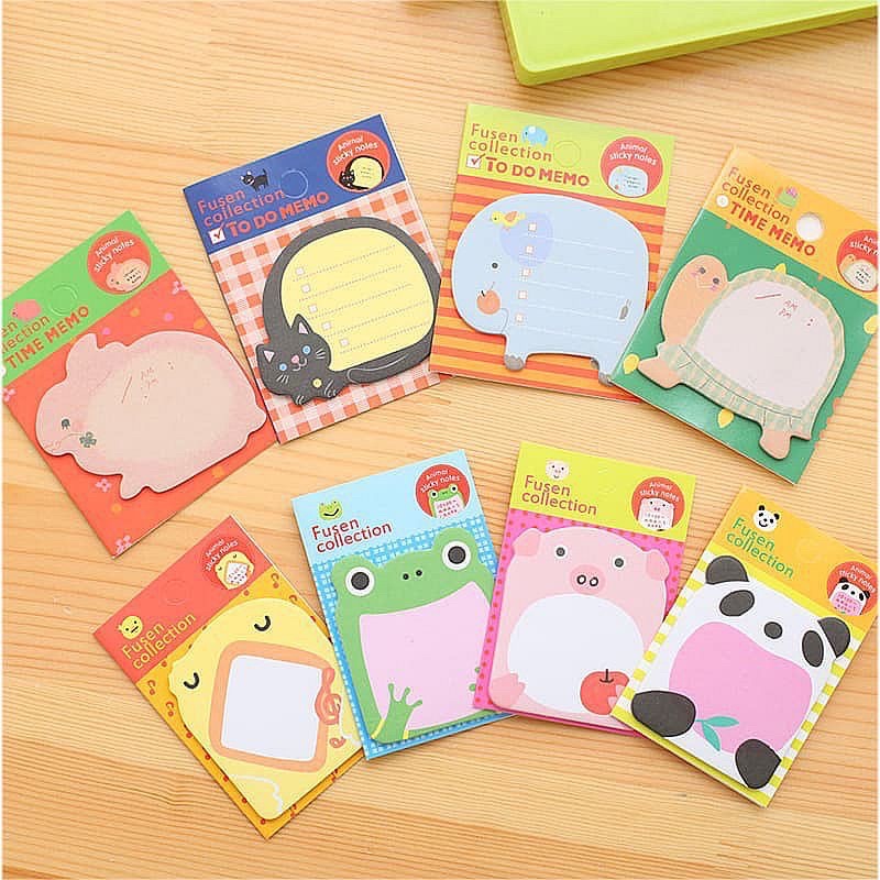 Sticky Notes Motif HewanTempelan Kertas Catatan Memo Note Karakter Animal Mini Book Karakter Binatang Lucu