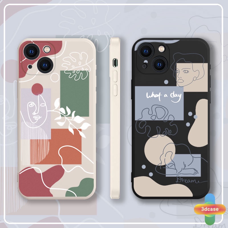 Soft TPU Case Compatible For IPhone 7 Plus 11 6 6S 8 Plus XR 11 12 13 PRO MAX 11 12 13 mini X XS MAX Se 2020 6SPlus 7Plus 6Plus 8Plus XSMAX A54 A15 A16 A9 A5 A7 A5S Y12 Y20 Ins Art Line Face  Shockproof Cover