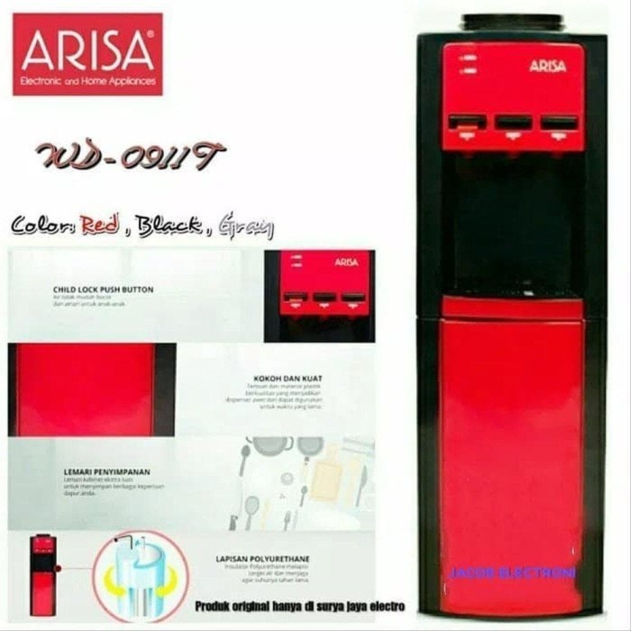 Dispenser ARISA 0911T Galon  Atas 3 Kran ( Panas, Normal, Dingin )