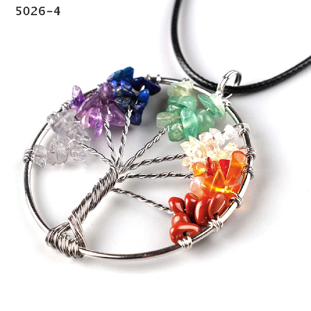 5026-4 Hot Life Tree Pendant Necklace Natural Crystal Quartz Gemstone 7 Chakra Healing 5026-4