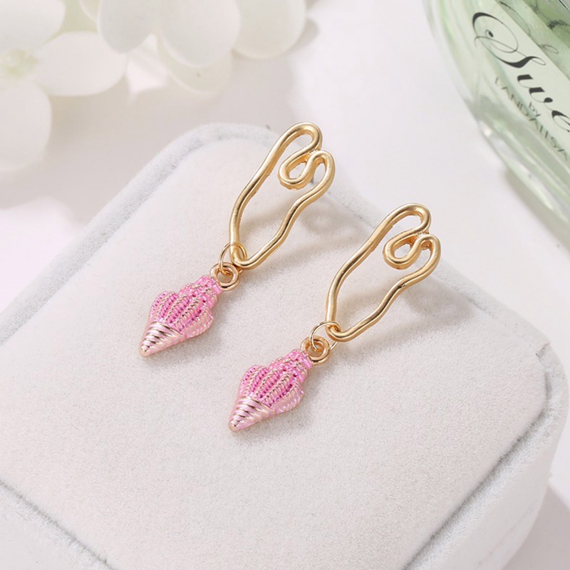 Anting Tusuk Gantung Bahan Alloy Desain Hollow Warna Putihpinkbiru Gaya Retro Untuk Wanita