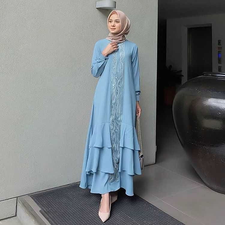 ANINDYA DRESS CASUAL BRUKAT WANITA MUSLIMAH / DRESS KONDANGAN/LEBARAN - DRESS KEKINIAN