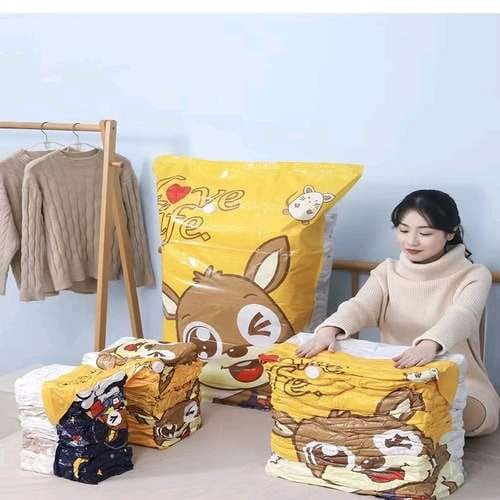 【GOGOMART】KARTUN Kantong Vakum Pakaian Plastik Travel / Vacum Baju Selimut Boneka - BIG SIZE