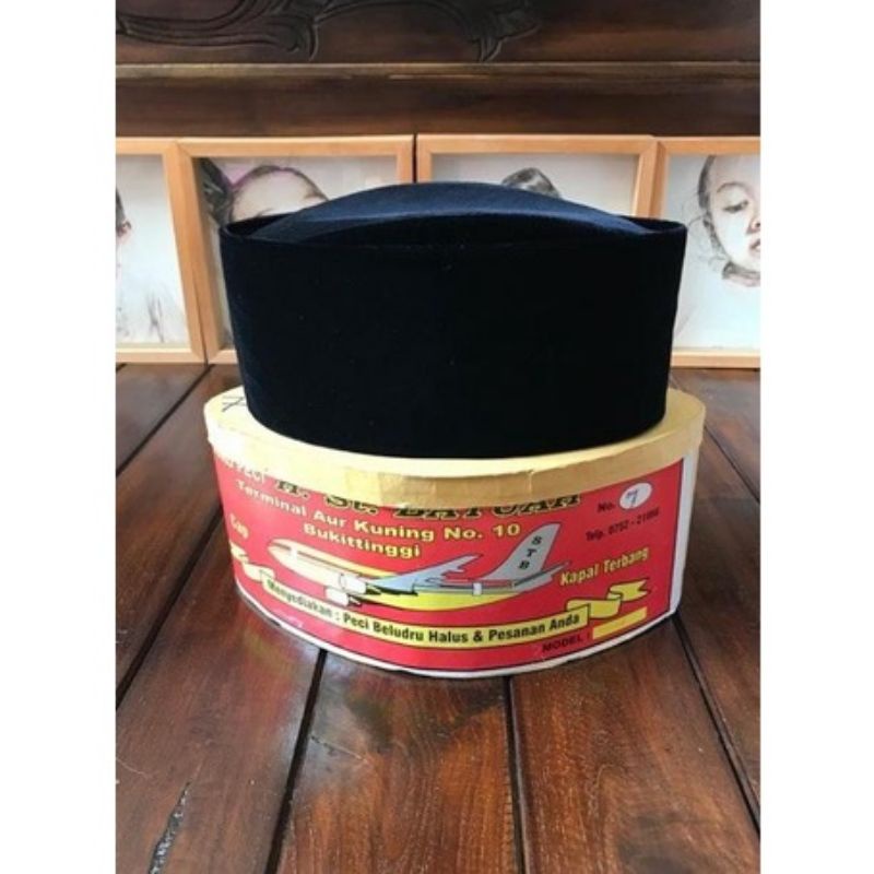 Kopiah Peci Padang Hitam Polos-kopiah peci Padang Bludur Premium-peci Songkok