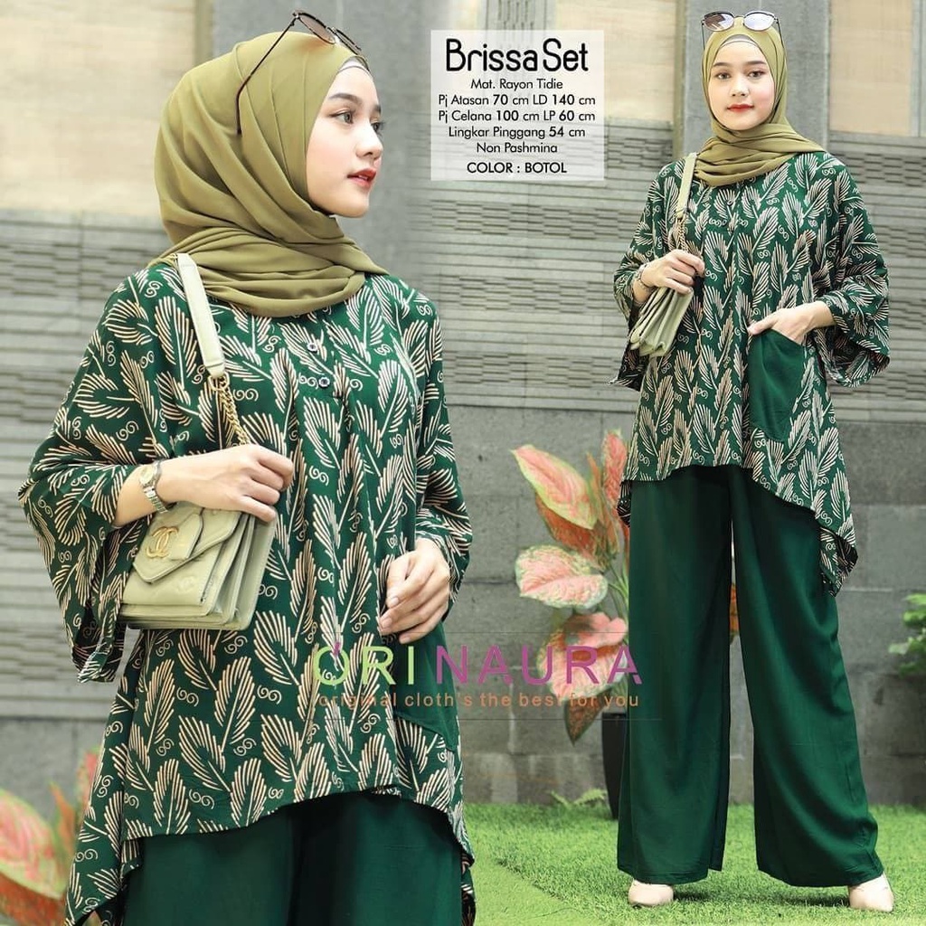 Brissa Set Jumbo - One Set Jumbo Waka Waka Brissa SET Setelan Wanita Rayon Premium  Set Celana Panjang Tie Dye Kekinian LD 140 cm