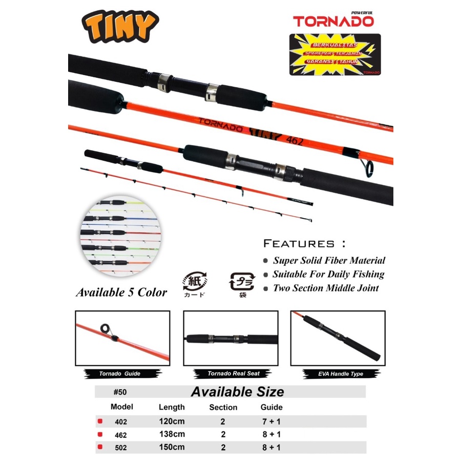 Joran Pancing TORNADO Tiny Solid Fiber Mancing Harian Piber Spin Spining Spinning Paiber Tongkat Ala