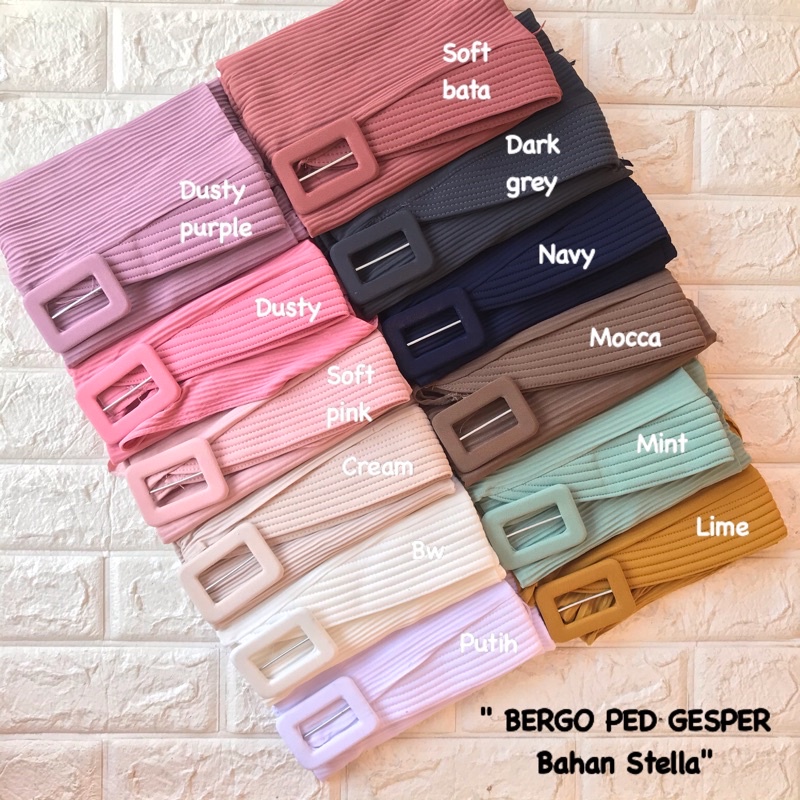 HIJAB BERGO PED GESPER PLISKET BAHAN STELLA