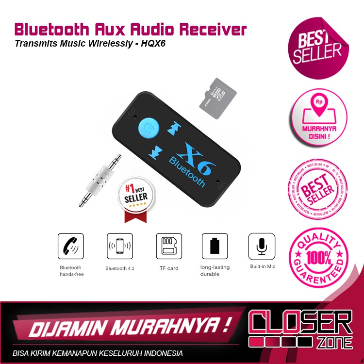Bluetooth Aux Audio Receiver Mobil - HQX6 - Black