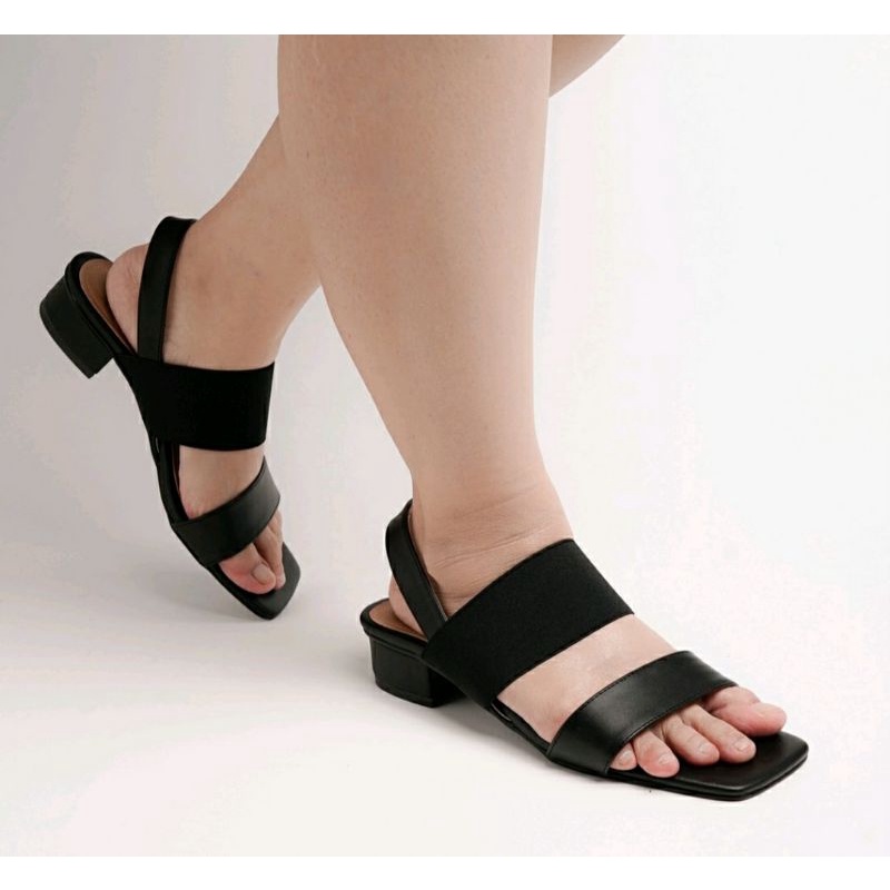 Bisa COD / Sepatu Flat Tali Ukuran Jumbo 41-45  Heels Sendal Tali Kasual Simpel Besar Banget Hitam, 43