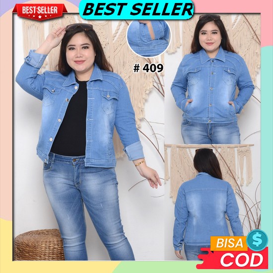 Jaket Cewek Naila Bhn Jeans Wash Warna Biru Muda Jacket Denim Levis Jins Branded Distro Murah Impo M