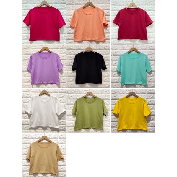 CROP TOP POLOS ONECK COTTON COMBED 30s  | BAJU KAOS TUMBLR CROP TEE TSHIRT WANITA