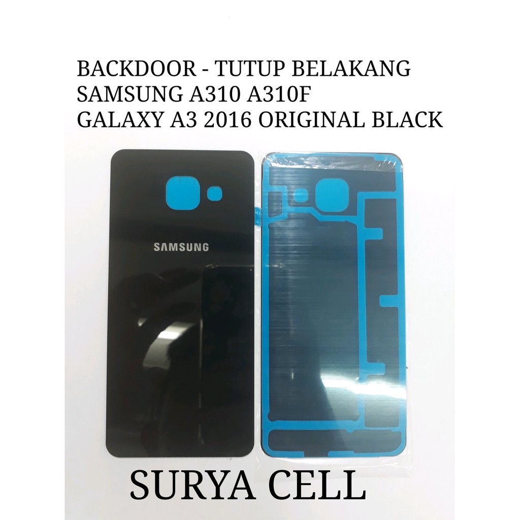 BACKDOOR SAMSUNG A310 - TUTUP BELAKANG SAMSUNG A310 A310F GALAXY A3 2016 ORIGINAL BLACK