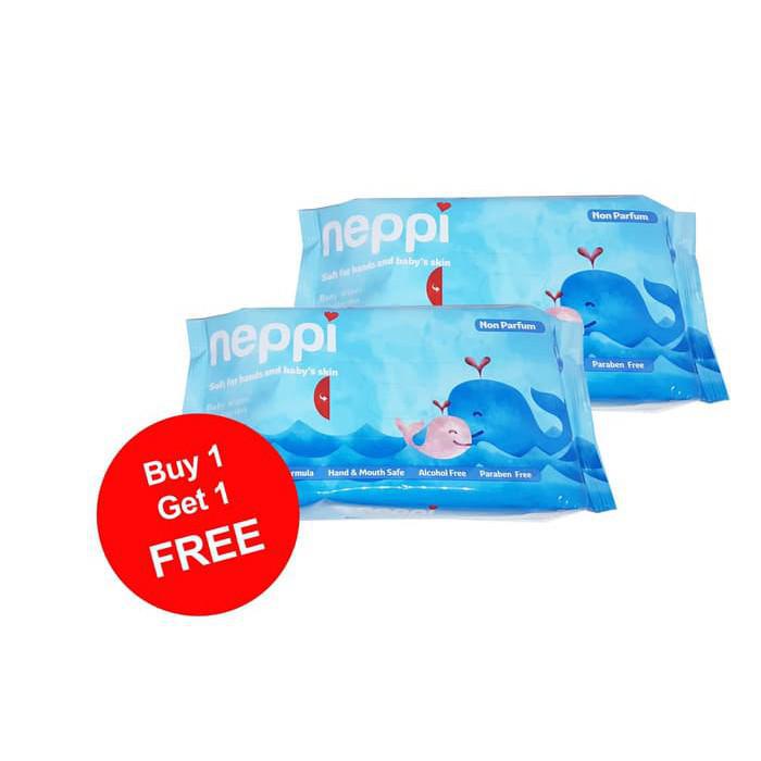 NEPPI TISU BASAH BELI 1 GRATIS 1 ISI 2X50 LEMBAR BABY WIPES