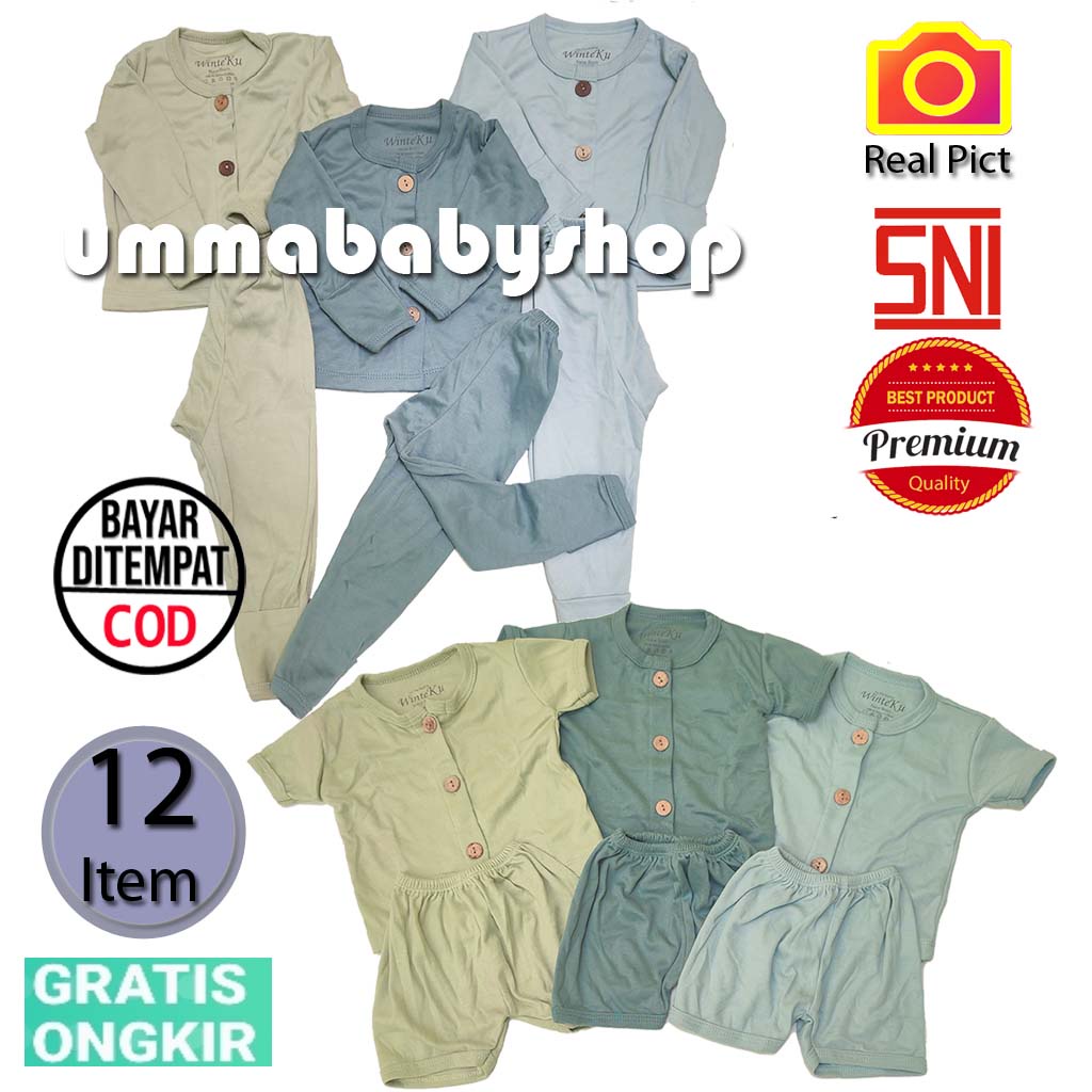1 Lusin Paket Newborn SNI Premium Perlengkapan Baju Bayi Baru Lahir Baju Celana Bedong Popok Gurita Topi Gift Set Kado Hadiah Setelan Anak Lengkap-12 SNI Premium Boy