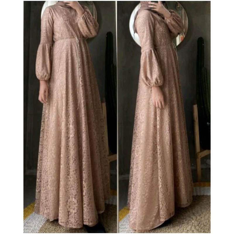 ARUNIKA GAMIS DRESS/ DRESS GAMIS MUSLIM/ GAMIS FULL BRUKAT/ MAXI DRESS/ BROCADE TERBARU/ DRESS ACARA