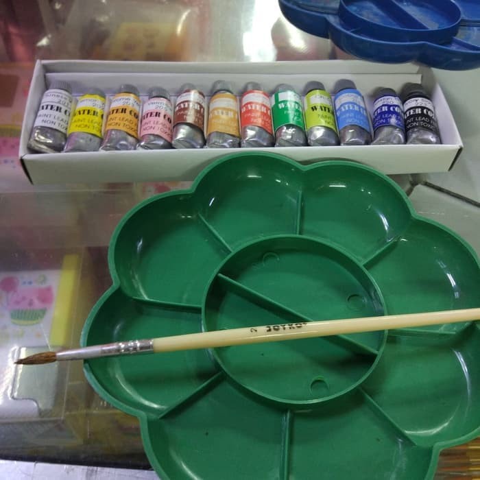 

air-cat- komplit cat air anak 12 warna dengan tempat cat dan kuas -cat-air.