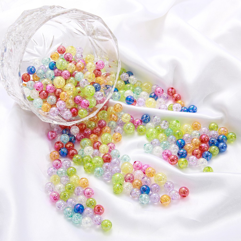 50pcs 8mm 10mm AB Color Round Acrylic Bead Loose Spacer Beads For Jewelry Making DIY Bracelet