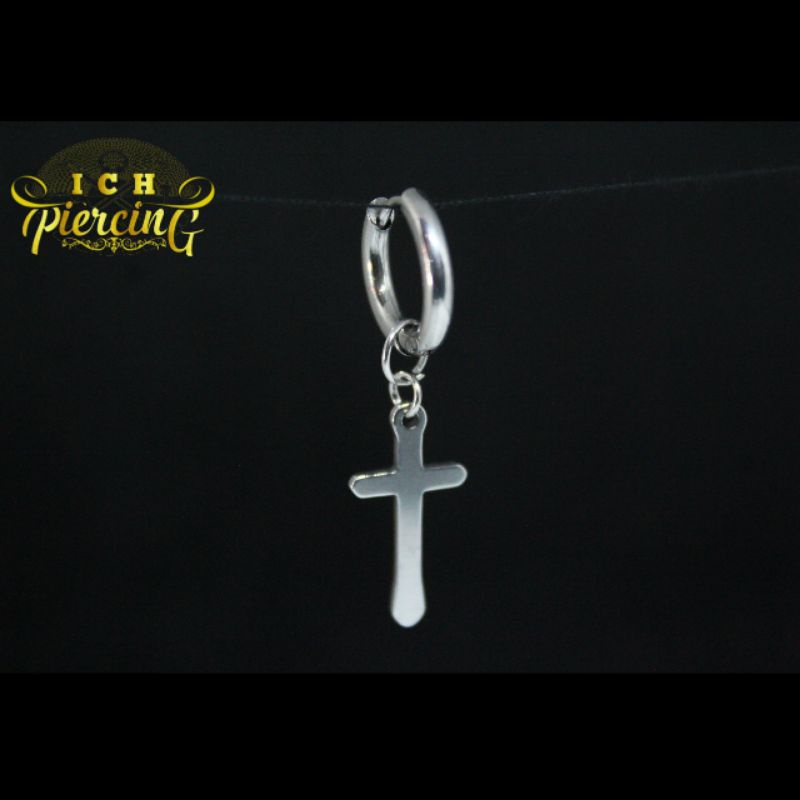 anting salib premium anti karat / anting salib unisex pria / wanita