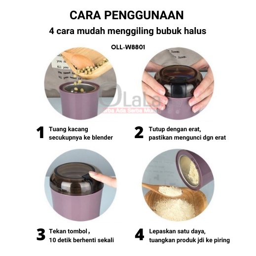 Blender Chopper Bubuk Giling Kopi Cabe Beras Kacang Biji Portable OLL-W8801