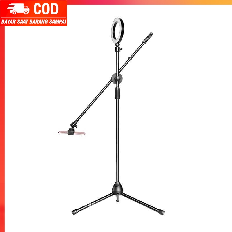 (1005 BARANG ORI) Lightupfoto Tripod Stand Holder Smartphone Boom Arm Ring Light- CN-171