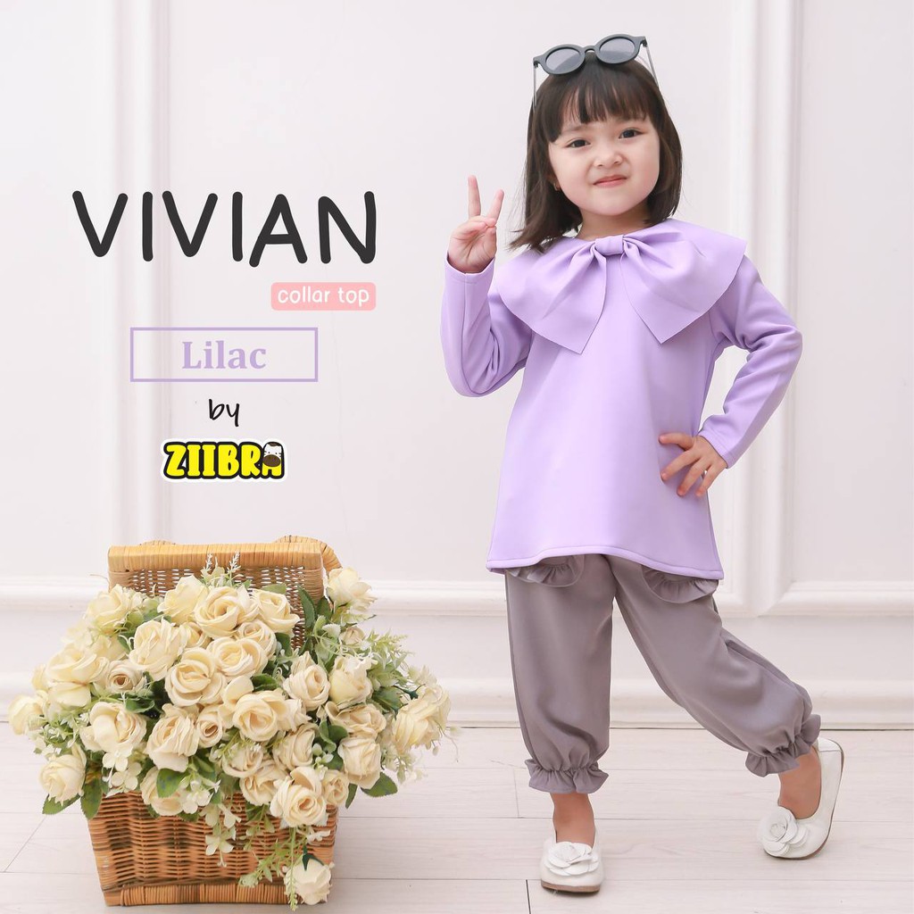 Afsheenastore Vivian Collor Top By Zibra / Atasan Anak