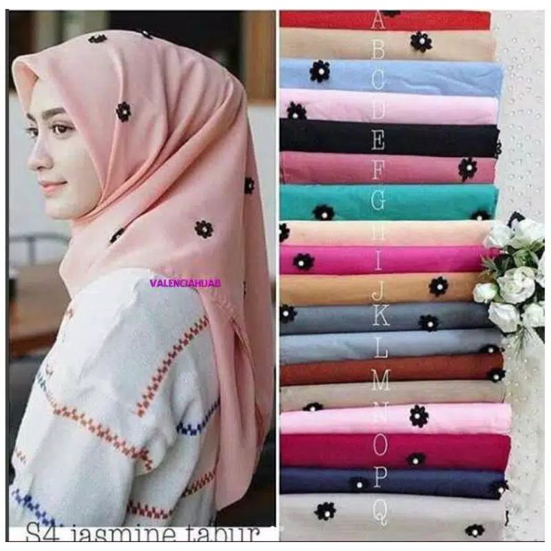 Hijab | Jilbab | Kerudung segiempat White Jasmine Mutiara VALENCIA