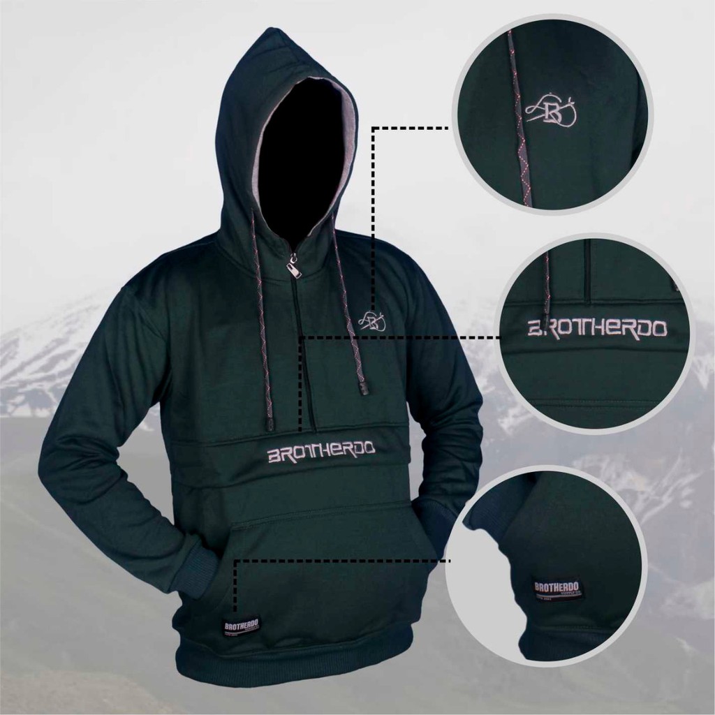 BROTHERDO Jaket Pria Cagoule switer Zipper Fleece  polos - Unisex