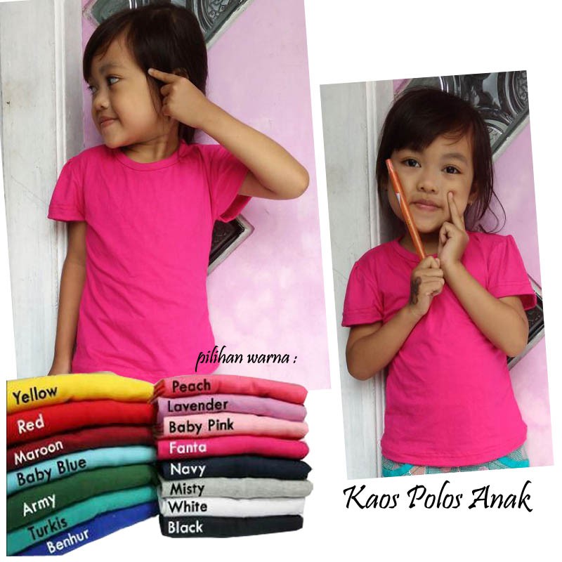  kaos  polos  anak  perempuan usia 2 6 tahun Shopee  Indonesia