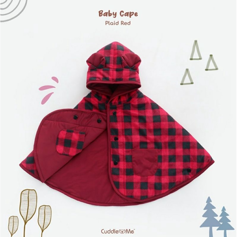 CUDDLEME BABYCAPE SELIMUT JAKET BOLAK BALIK MANTEL KOREA KADO BAYI-Plaid red