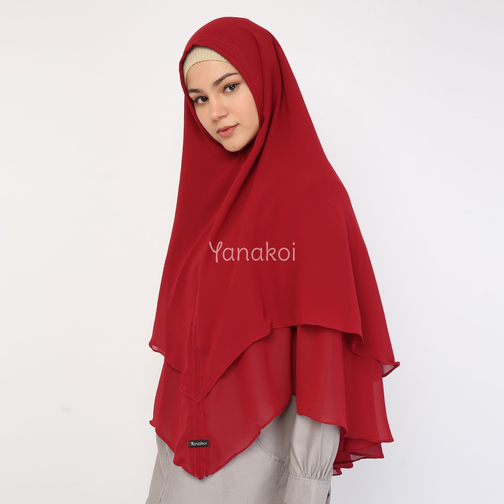 Jilbab Kerudung Khimar Syafa by Yanakoi Hijab Warna Marun