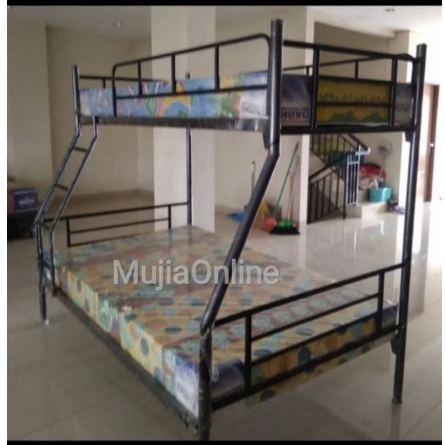 90/120x200cm Ranjang Tingkat Besi Hollow Kotak Susun Pipa Bulat 90/100×200 cm