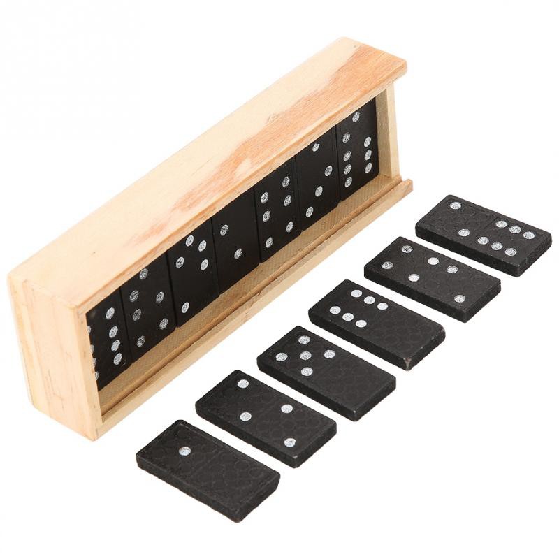 [BARANG HOBI] - Mainan Domino  Kayu Board Game 28 PCS - D28 - Black