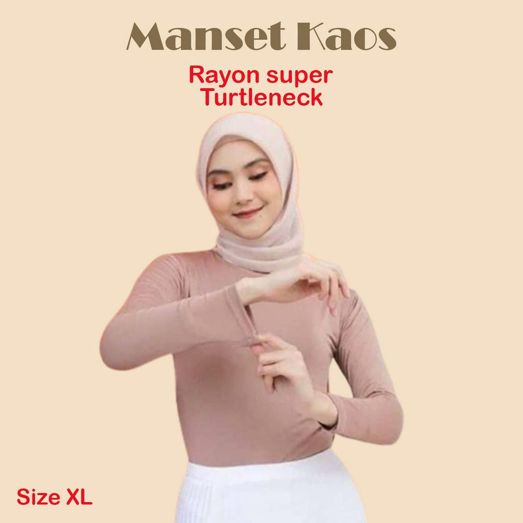 Manset Baju Wanita Lengan Panjang Kerah Tinggi Turtleneck Rayon super