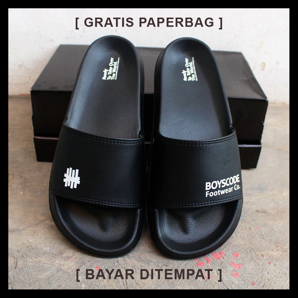 Sendal Selop Distro Pria Boyscode Premium Original + FREE Paperbag / Sendal Slide Pria / Sendal Slop