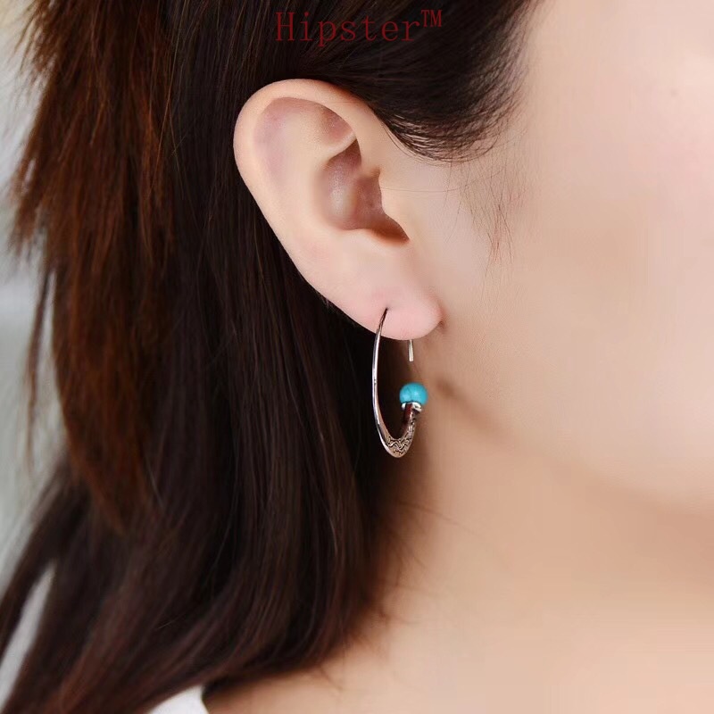 New Product Creative Punk Turquoise Vintage Embossed Earrings