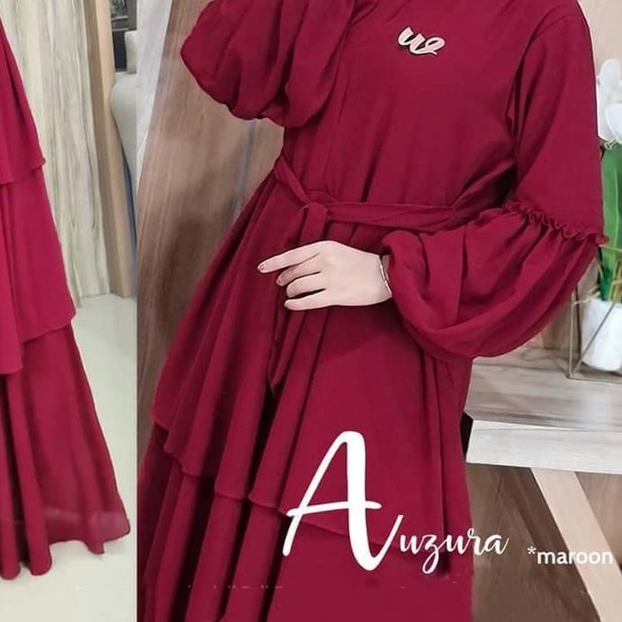 ✦ Anzura Dress / Gamis Muslim Ceruty Babydoll Terbaru 2021 / Dress Polos Casual Lengan Balon Kekinia