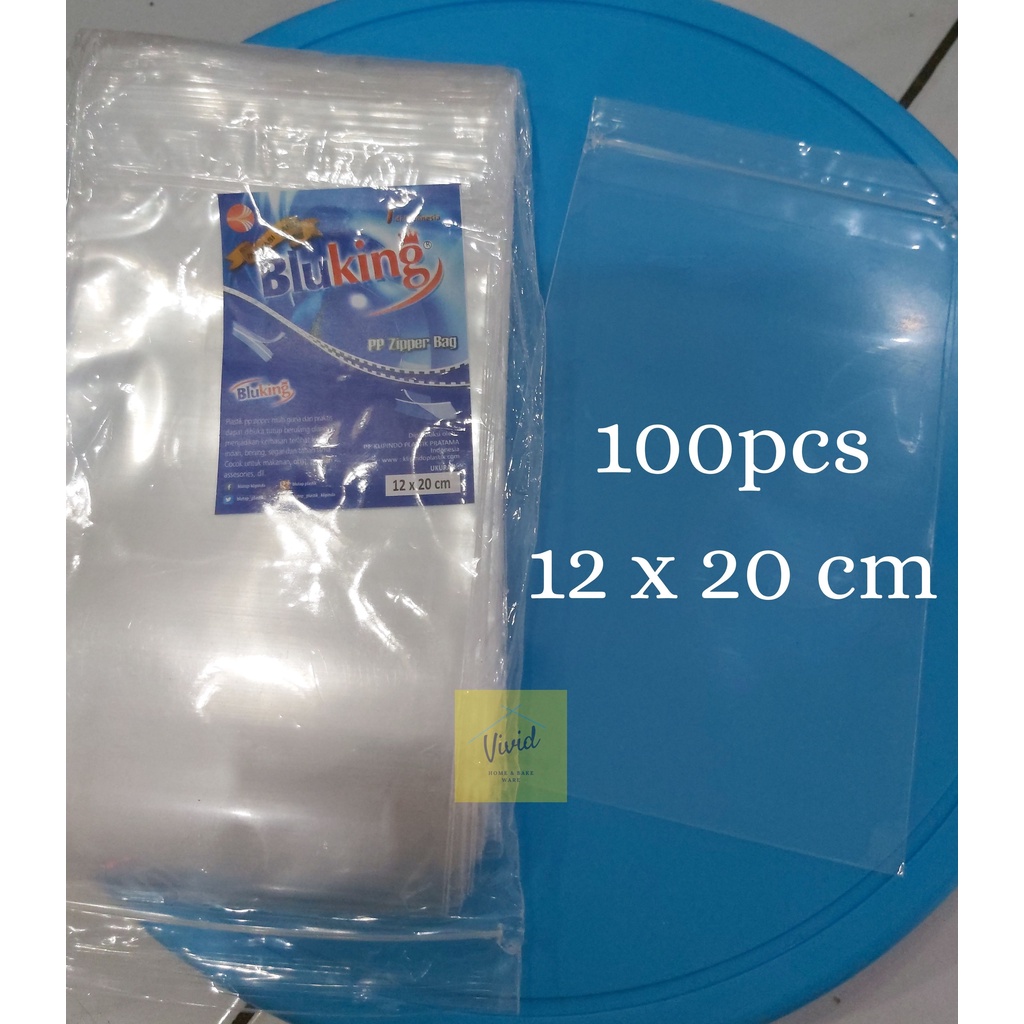 BLUKING Klip PP 12 x 20 CM - Kantong Plastik Klip Sealer Bening (100 pcs)