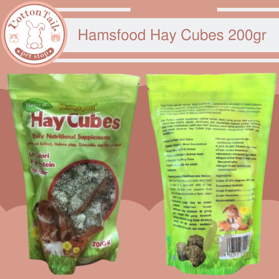 Hamsfood Hay Cubes 200gr - Hay Cubes 200gr Snack Kelinci Hamster Cavy