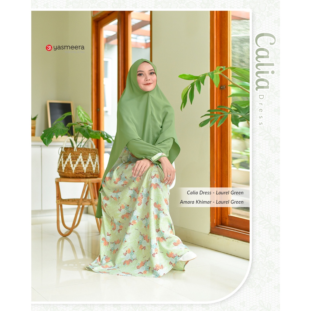 CALIA DRESS Gamis Motif Wollycrepe Original Yasmeera