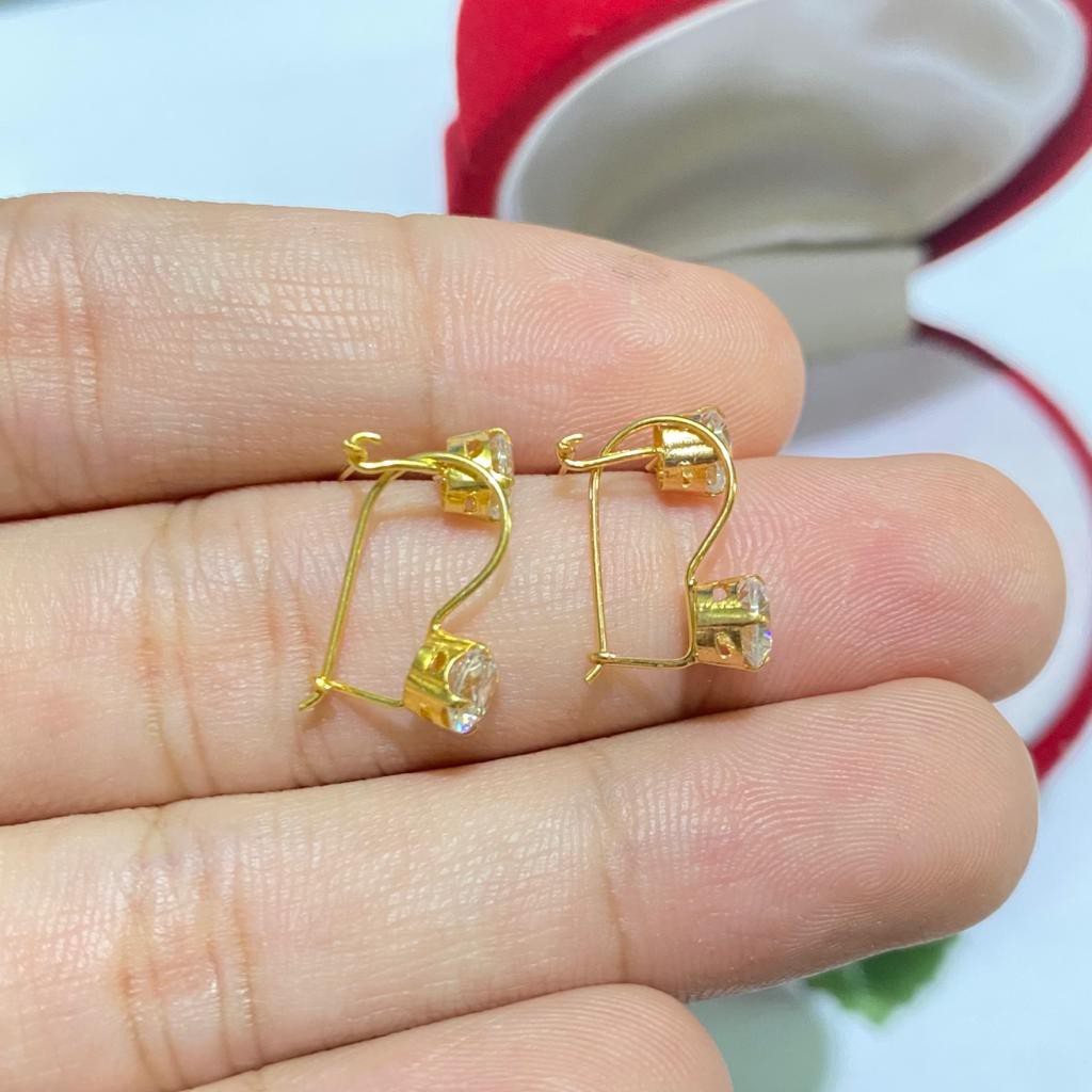 Anting Desy mata 1, perak 925, sepuh emas kuning