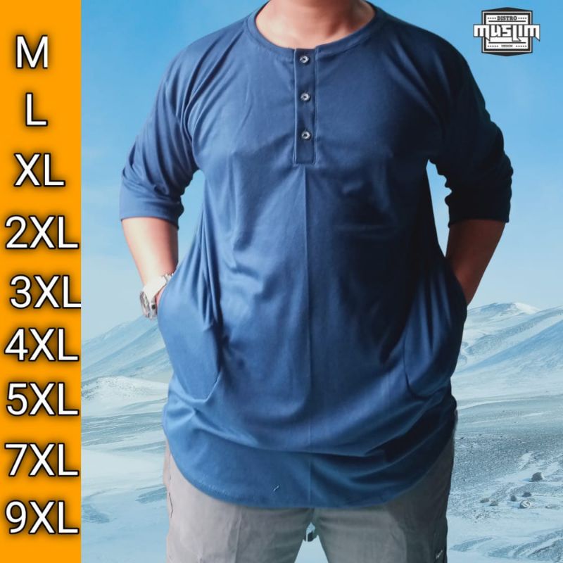 M-9XL KAOS KURTA ISHAK KAOS JUMBO OVERSIZE PRIA KURTA BIG SIZE SAMPAI 9XL