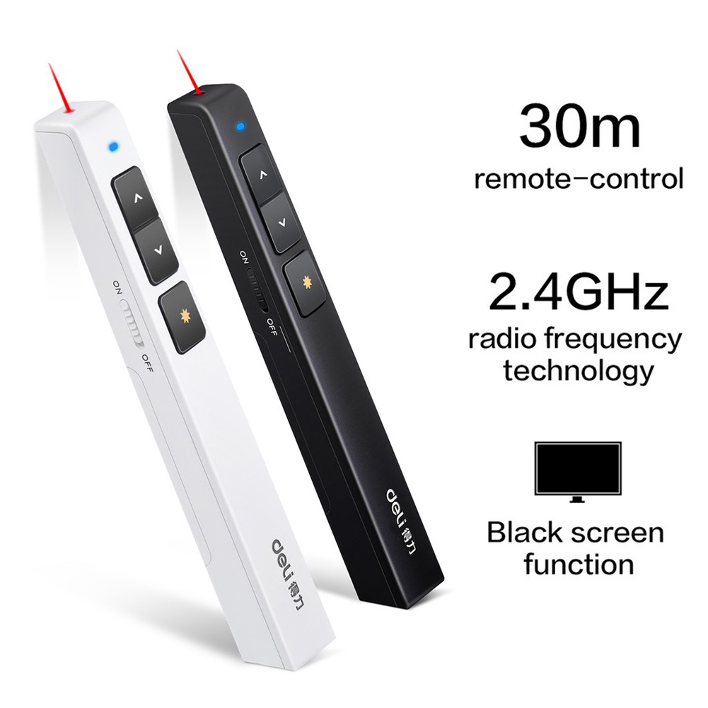 Deli Laser Pointer Sinar Merah Jarak 30 M Presenter Wireless USB Pen Laser Presentasi PPT