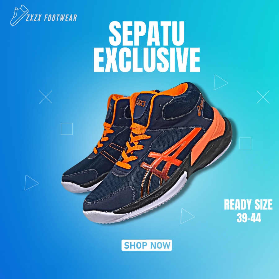 Sepatu Sneakers Sport Running Badminton Voly Asics High Pria Wanita Premium Quality
