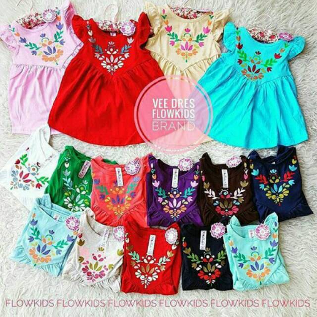 Vee Dress Flowerkids Per 3pc